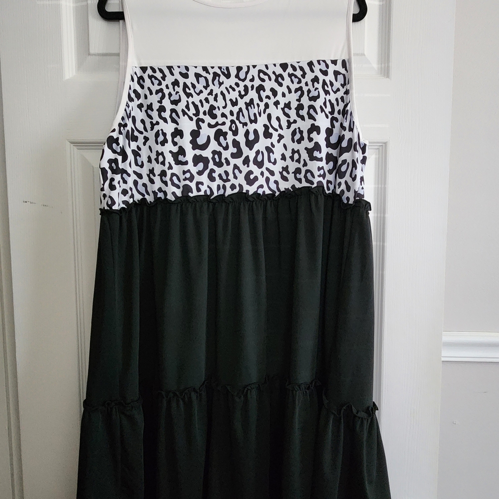 Leopard Print and Black Tiered Dress